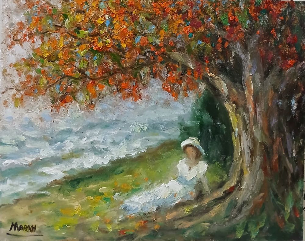 Quadro original "Sombras e Silêncio" — Impressionismo, Óleo sobre tela, 30 x 24 cm, pintado à mão por Marah Silva