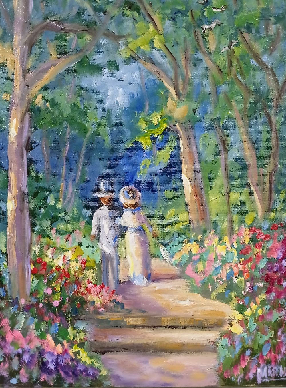 Quadro original "Caminho dos Sonhos" — Impressionismo, Óleo sobre tela, 30 x 40 cm, pintado à mão por Marah Silva
