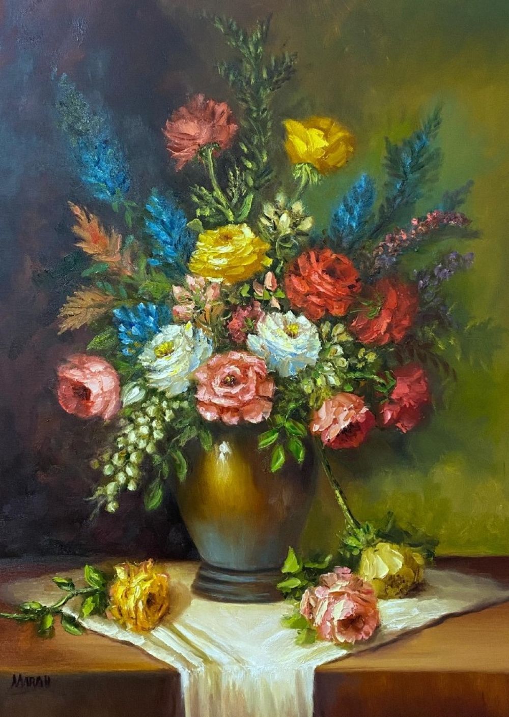 Quadro original "Aromas e Cores" — Florais, Óleo sobre tela, 50 x 70 cm, pintado à mão por Marah Silva
