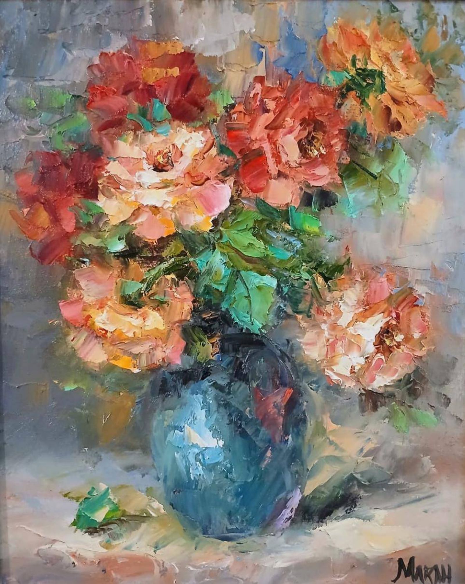 Quadro original "Entre Luzes e Pétalas" — Florais, 24 x 30 cm, pintado à mão por Marah Silva