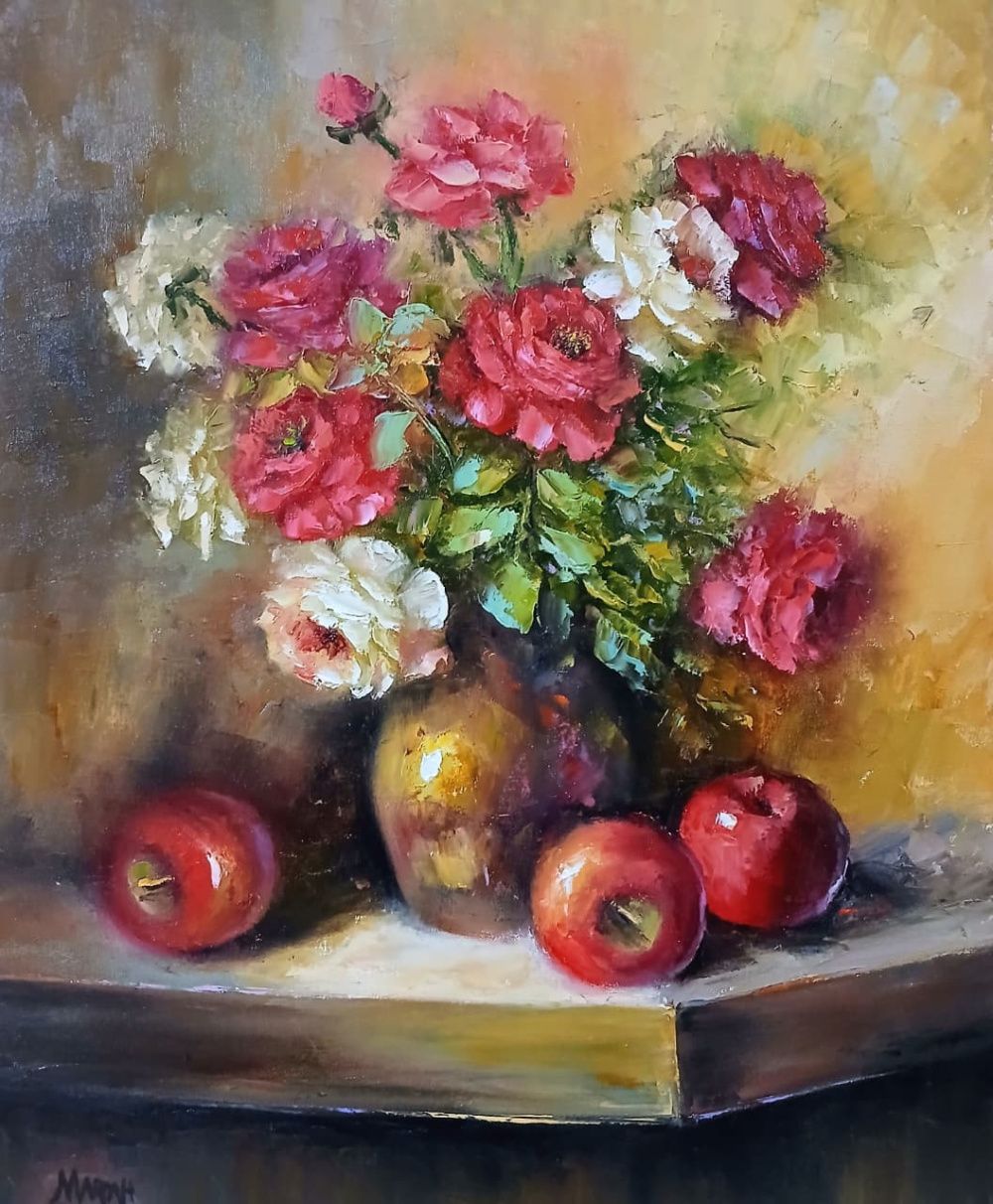 Quadro original "Doce Inspiração" — Florais, Óleo sobre tela, 40 x 50 cm, pintado à mão por Marah Silva