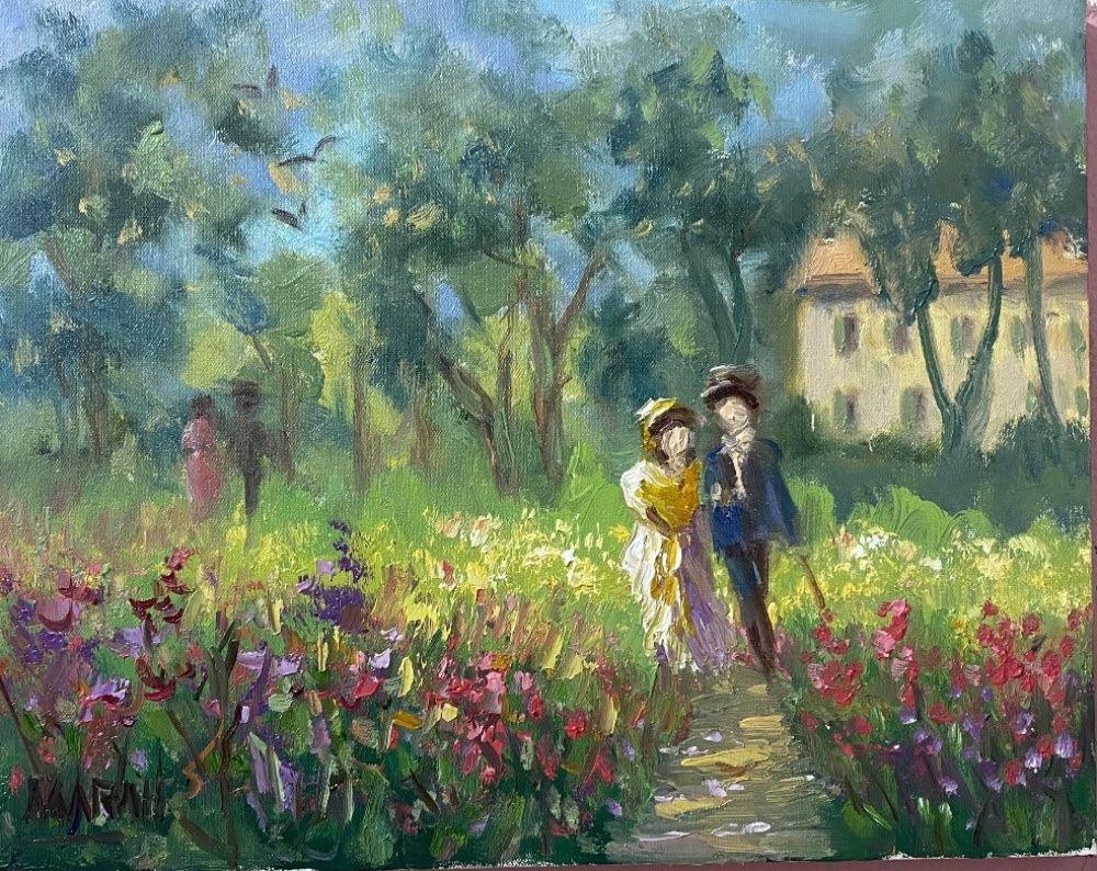 Quadro original "Efemérides de Verão" — Impressionismo, Óleo sobre tela, 30 x 24 cm, pintado à mão por Marah Silva