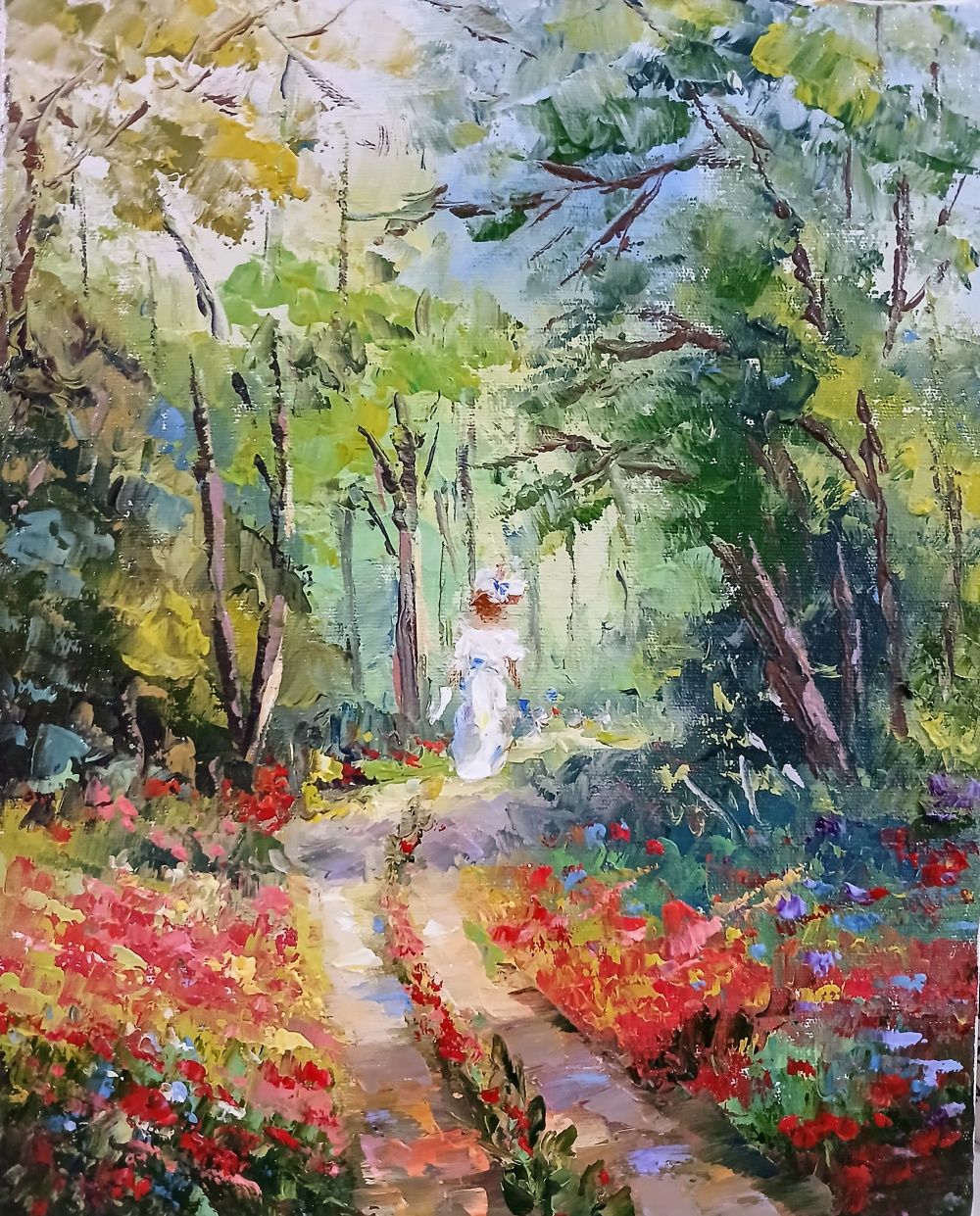 Quadro original "Caminho Encantado" — Impressionismo, Óleo sobre tela, 24 x 30 cm, pintado à mão por Marah Silva