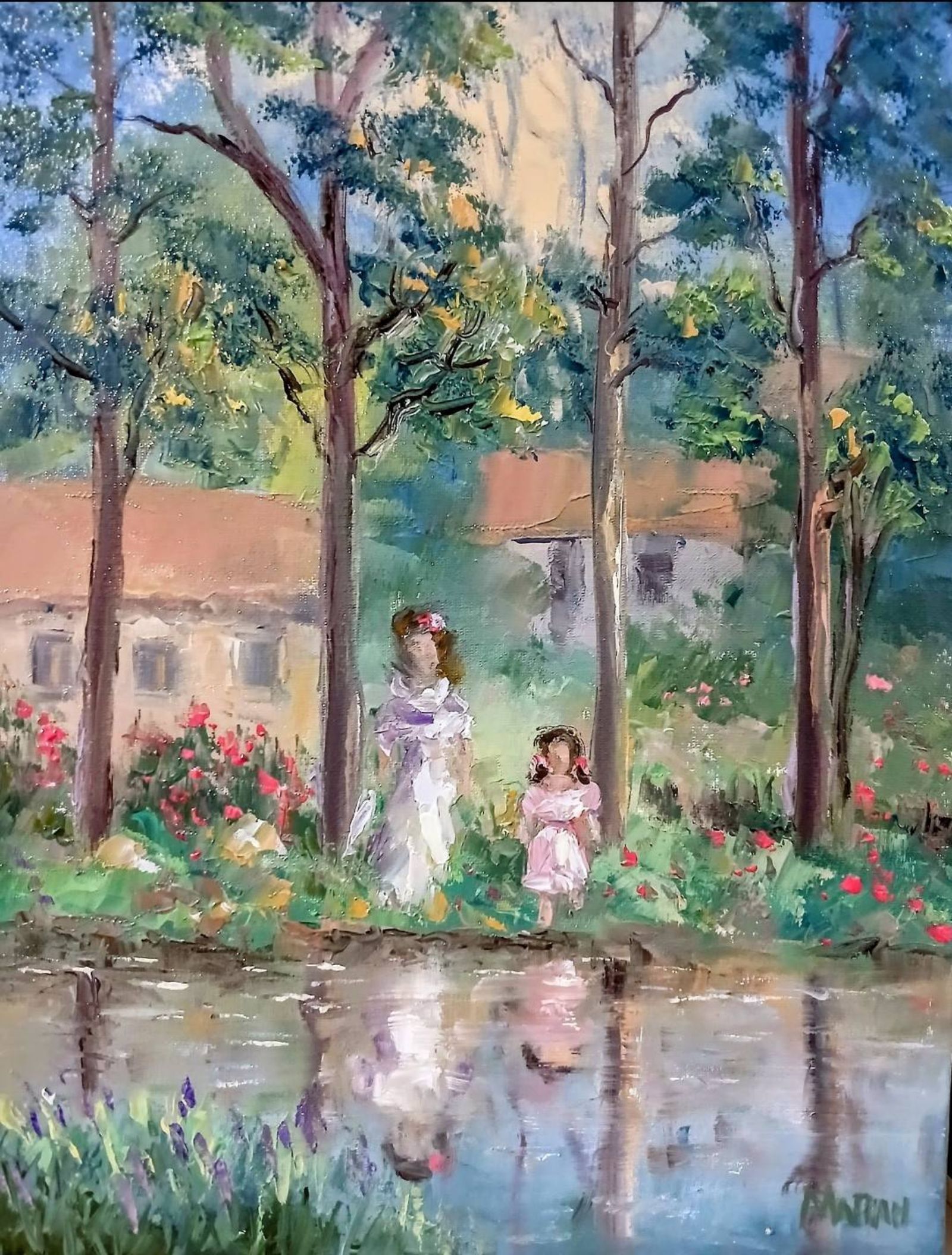 Quadro original "Reflexos de Primavera Dourada" — Impressionismo, Técnica espatulada a óleo sobre, 30 x 40 cm, pintado à mão por Marah Silva