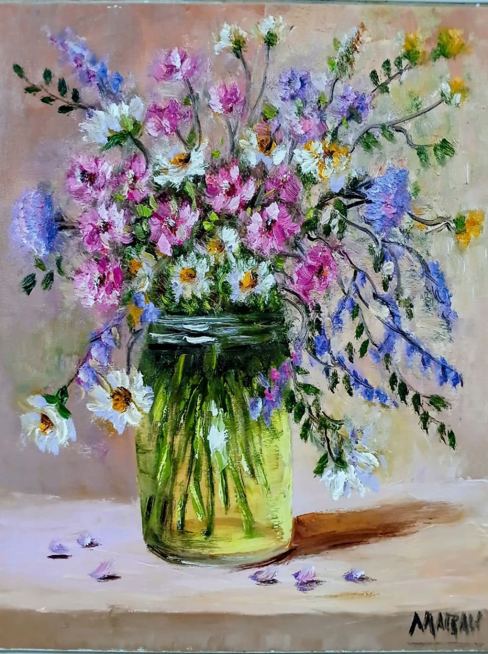 Quadro original "Essencias do Campo III" — Florais, Óleo sobre tela, 24 x 30 cm, pintado à mão por Marah Silva