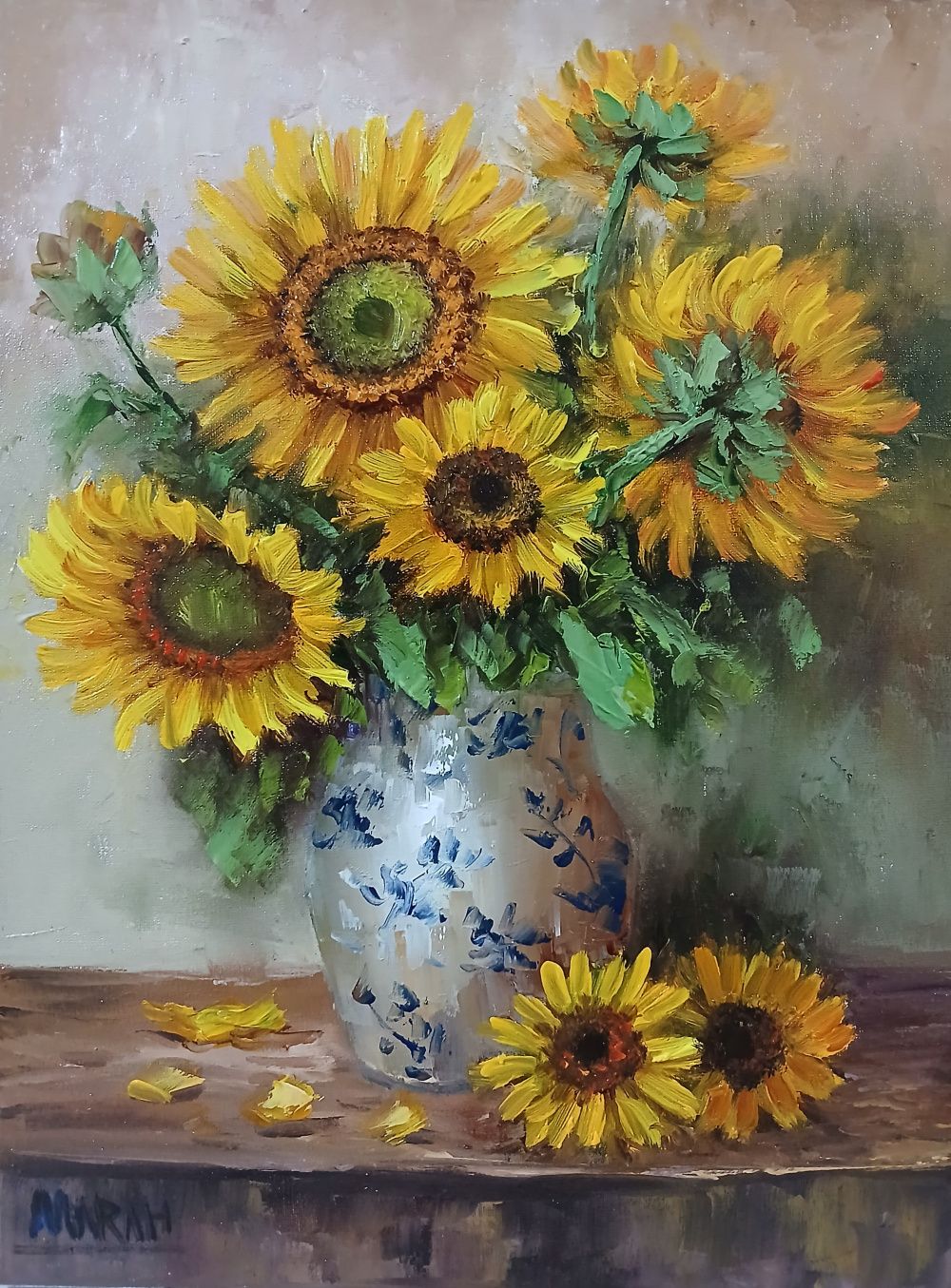 Quadro original "Brilho do Campo" — Florais, Óleo sobre tela, 30 x 40 cm, pintado à mão por Marah Silva