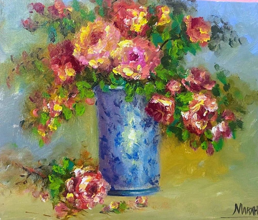 Quadro original "Jardim da Alma" — Florais, Óleo sobre tela, 30 x 24 cm, pintado à mão por Marah Silva