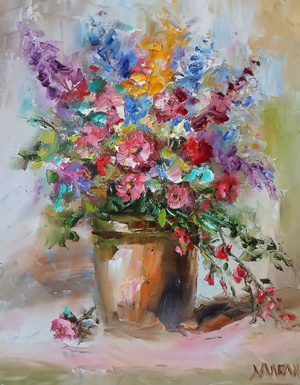 Quadro original "Essencias do Campo II" — Florais, Óleo sobre tela, 24 x 30 cm, pintado à mão por Marah Silva