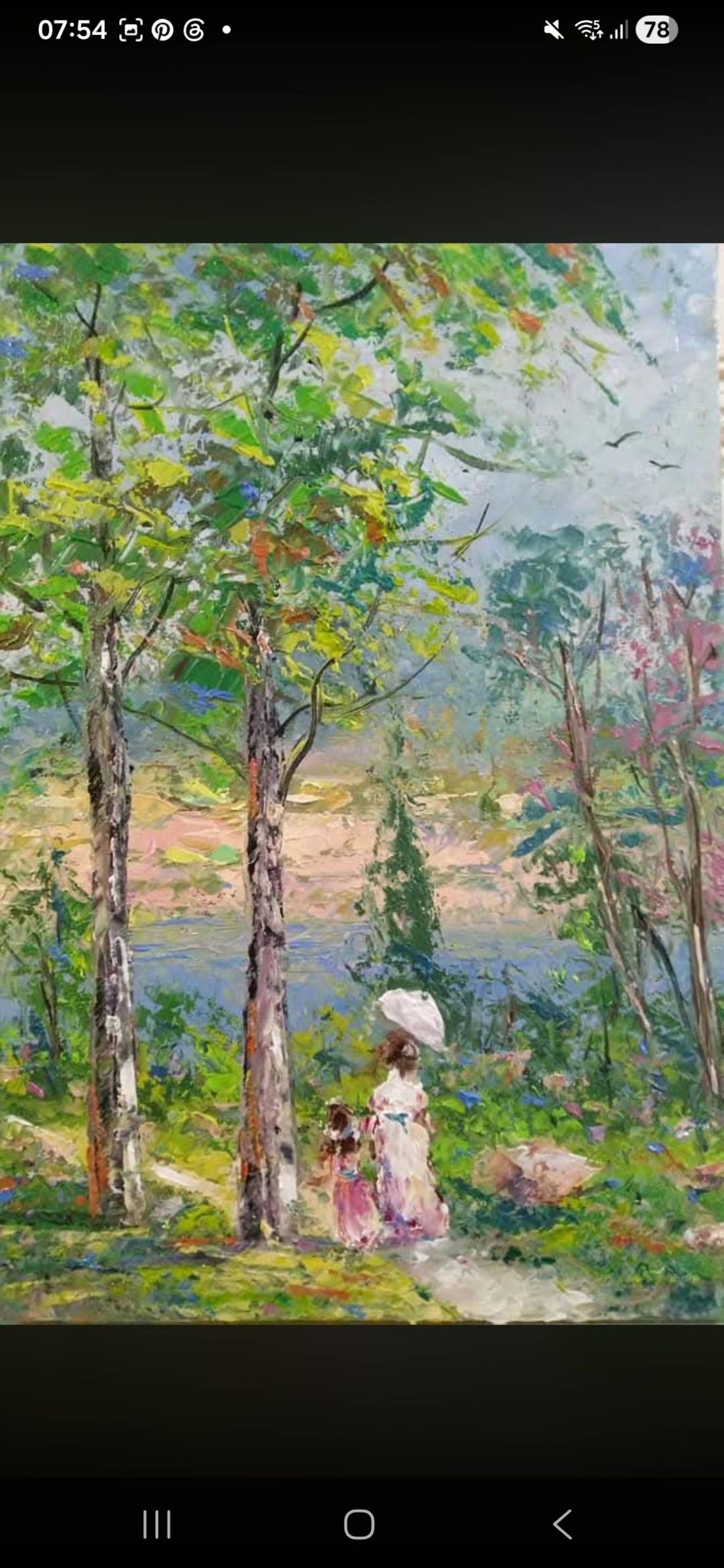 Quadro original "Caminho de Luz Suave" — Impressionismo, Técnica espatulada a óleo sobre tela, 30 x 40 cm, pintado à mão por Marah Silva