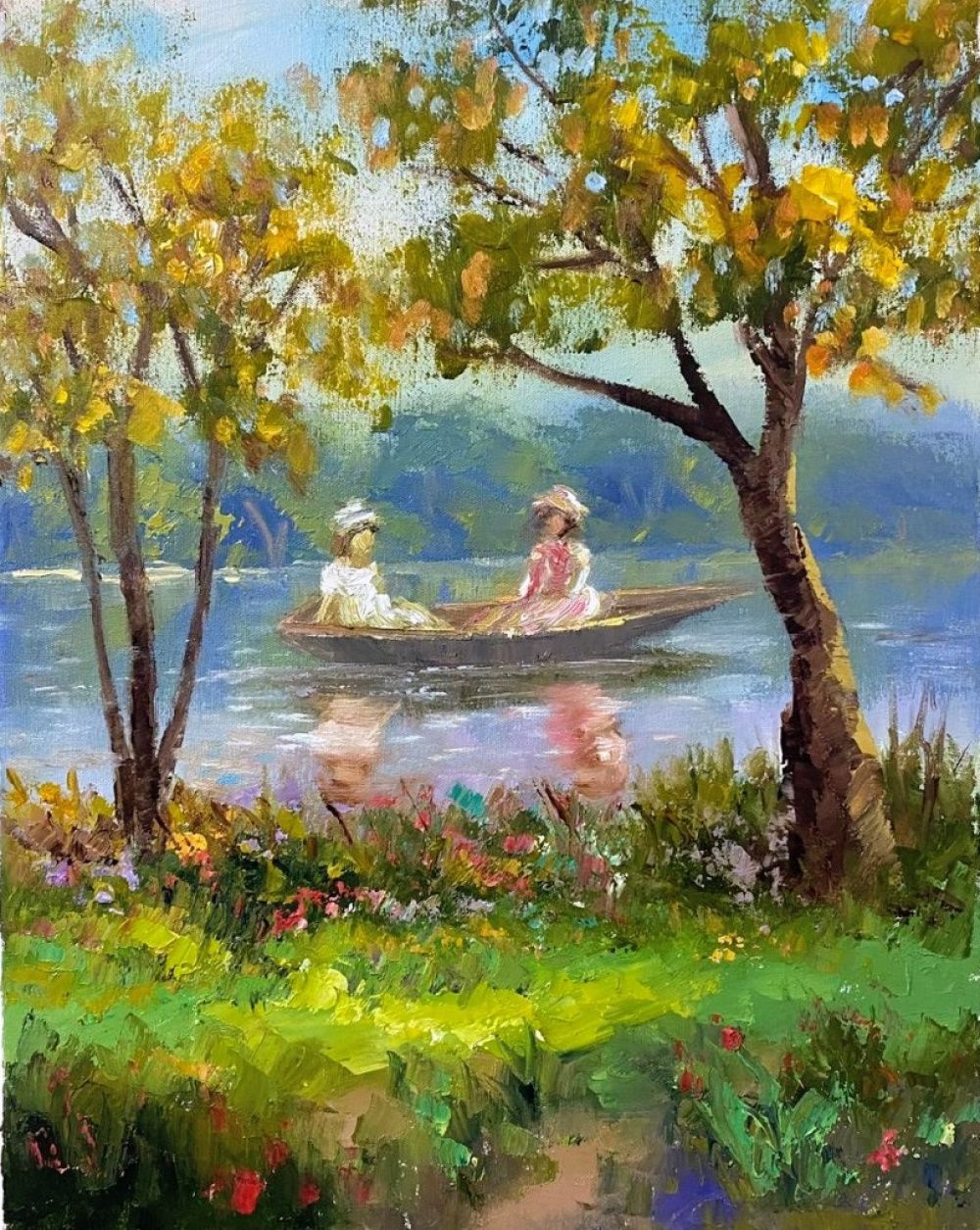 Quadro original "Rios de Sonho" — Impressionismo, Óleo sobre tela, 30 x 40 cm, pintado à mão por Marah Silva