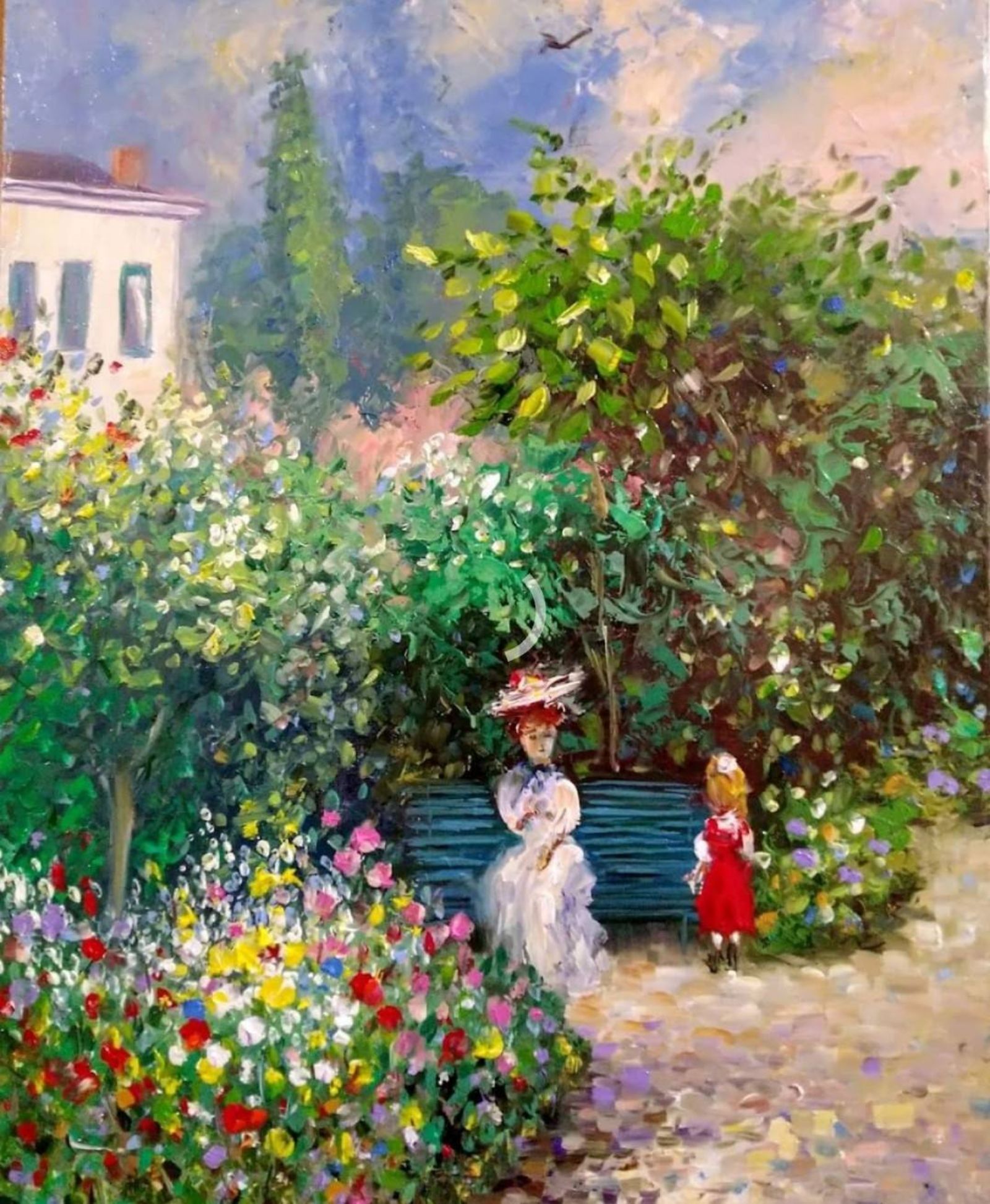 Quadro original "Passeio Floral Clássico" — Impressionismo, A óleo sobre tela, 30 x 40 cm, pintado à mão por Marah Silva