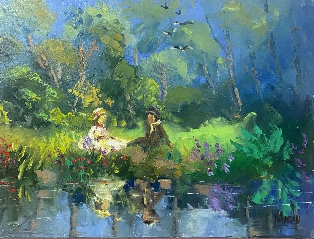 Quadro original "Florescer e Serenidade" — Impressionismo, Óleo sobre tela, 40 x 30 cm, pintado à mão por Marah Silva