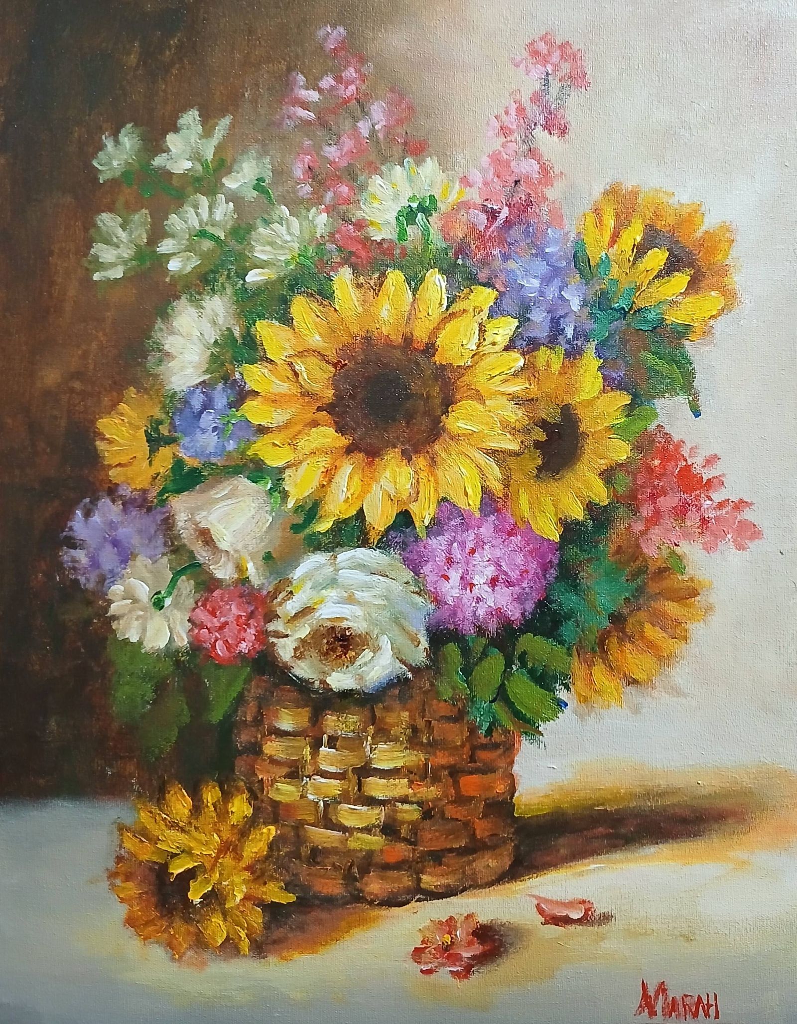 Quadro original "Sinfonia das cores" — Florais, 30 x 40 cm, pintado à mão por Marah Silva
