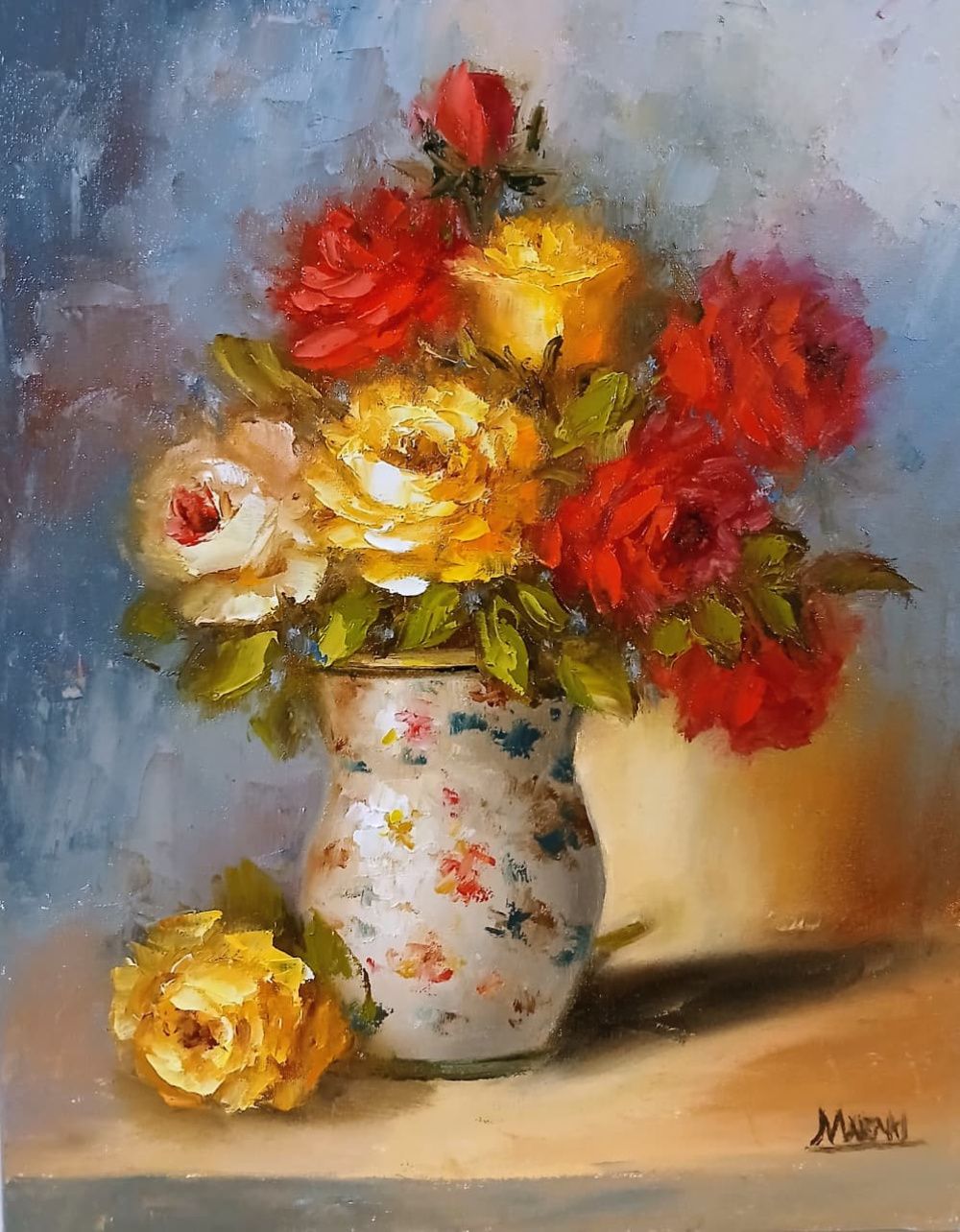 Quadro original "Encanto Florido" — Florais, Óleo sobre tela, 30 x 40 cm, pintado à mão por Marah Silva