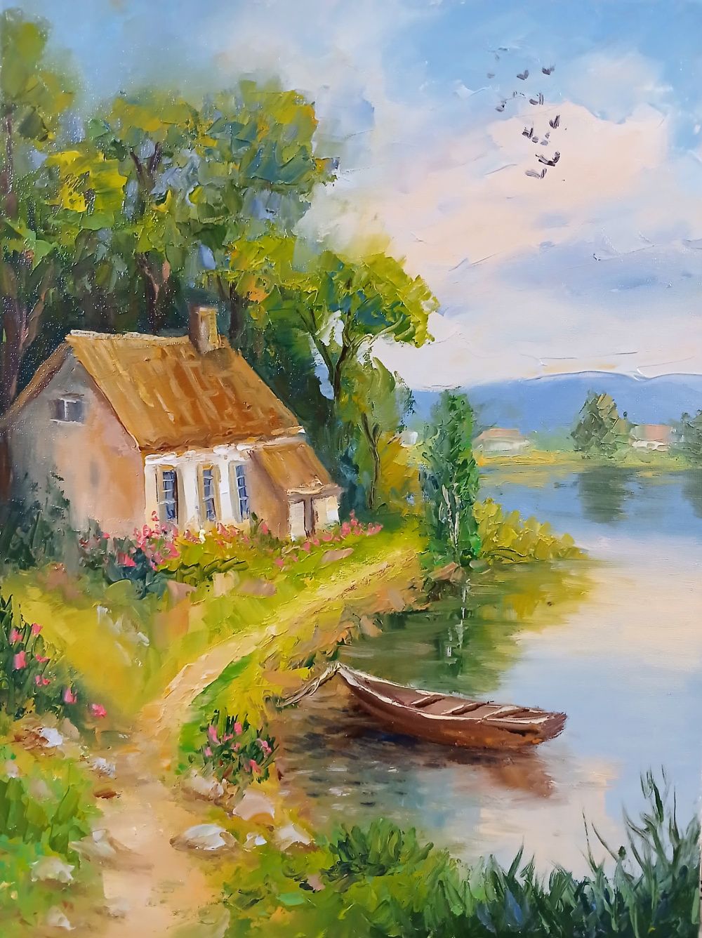 Quadro original "Refúgio à Beira da Alma" — Paisagens, Óleo sobre tela, 30 x 40 cm, pintado à mão por Marah Silva