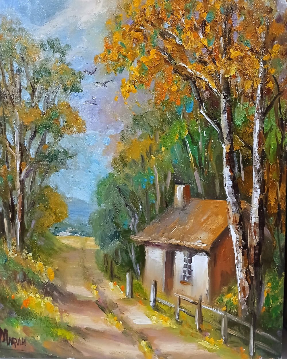Quadro original "Silêncio de Outubro" — Paisagens, Óleo sobre tela, 24 x 30 cm, pintado à mão por Marah Silva