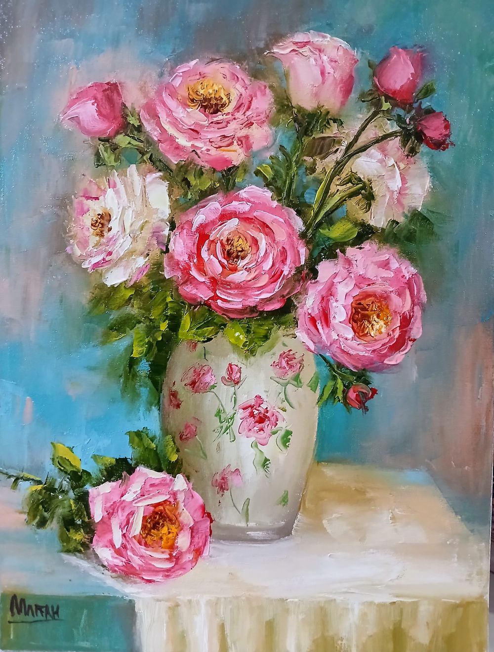 Quadro original "Primavera Suave" — Florais, Óleo sobre tela, 30 x 40 cm, pintado à mão por Marah Silva