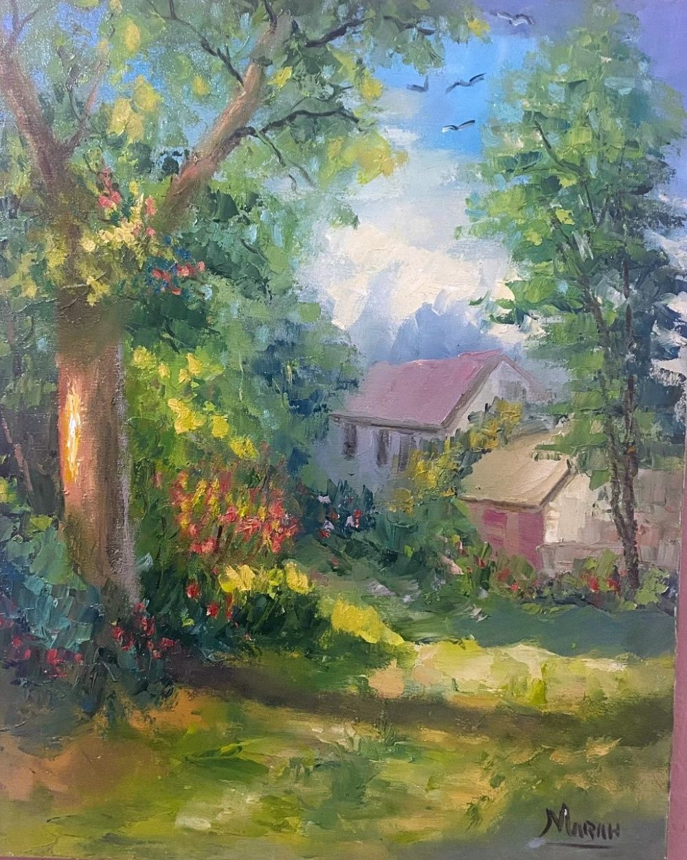 Quadro original "Luz na Paisagem" — Paisagens, Óleo sobre tela, 40 x 50 cm, pintado à mão por Marah Silva