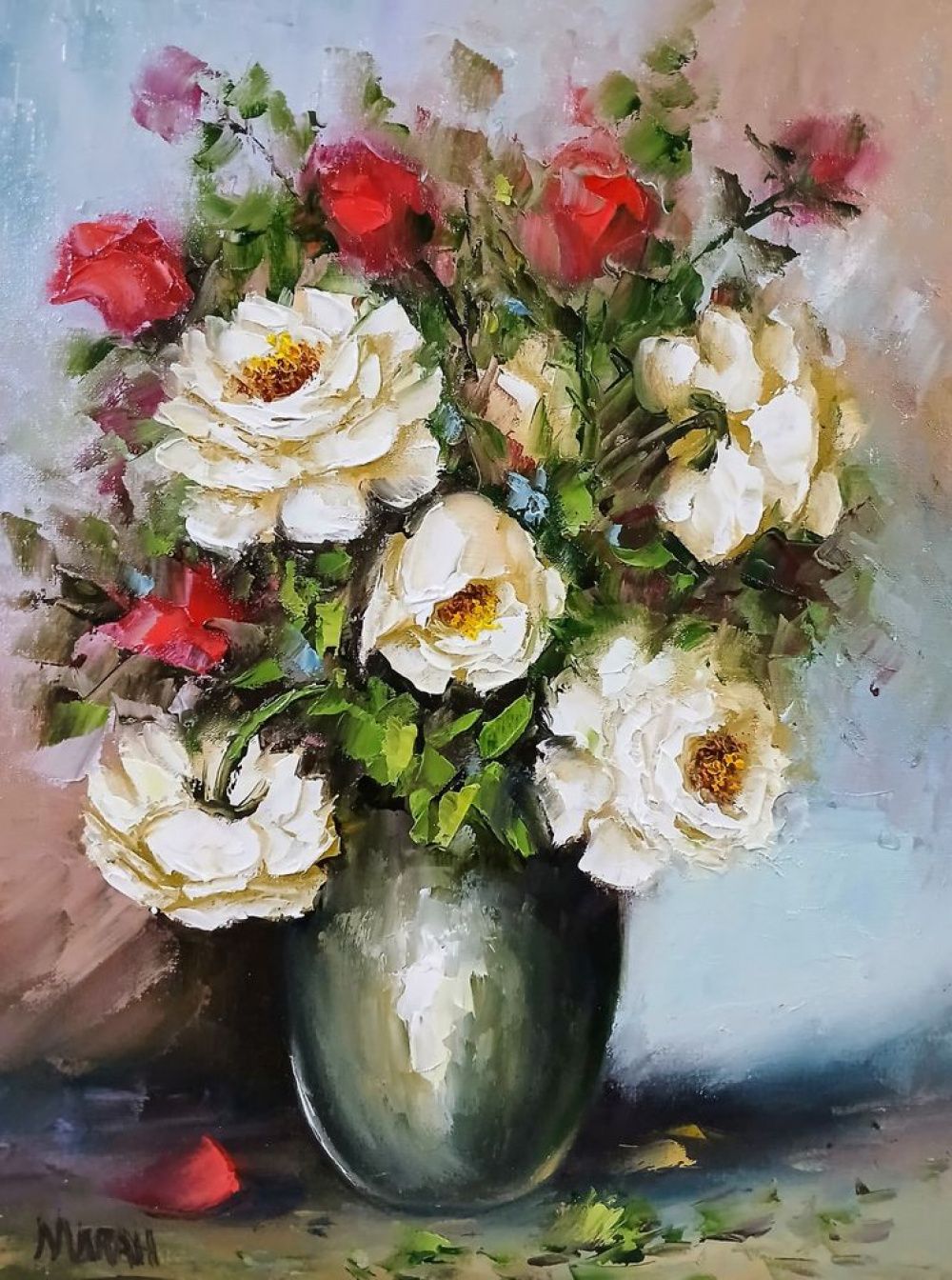 Quadro original "Flores Eternas" — Florais, Óleo sobre tela, 30 x 40 cm, pintado à mão por Marah Silva