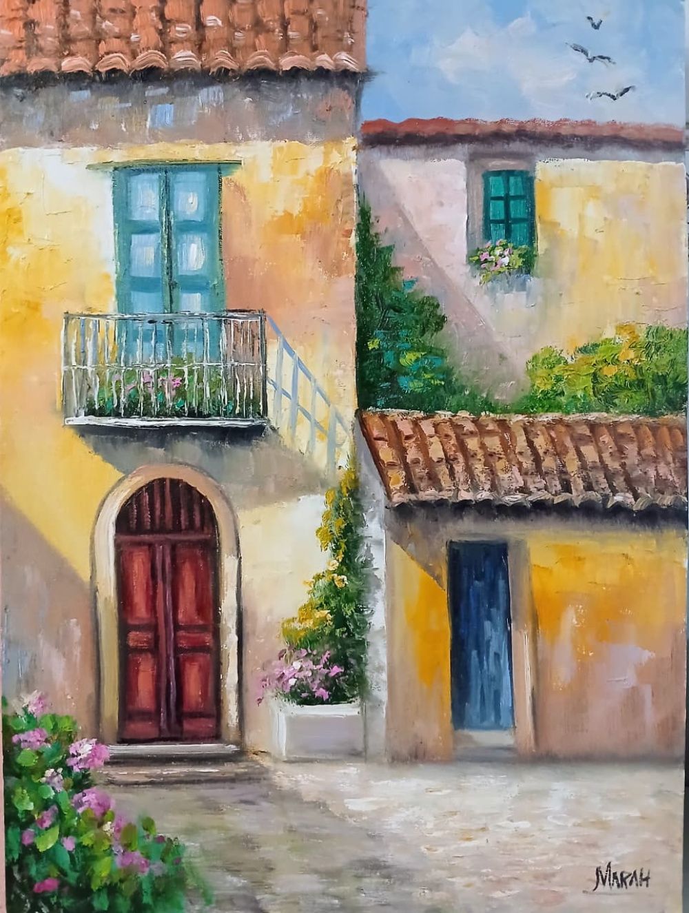 Quadro original "Vila Italiana II" — Paisagens, Óleo sobre tela, 30 x 40 cm, pintado à mão por Marah Silva