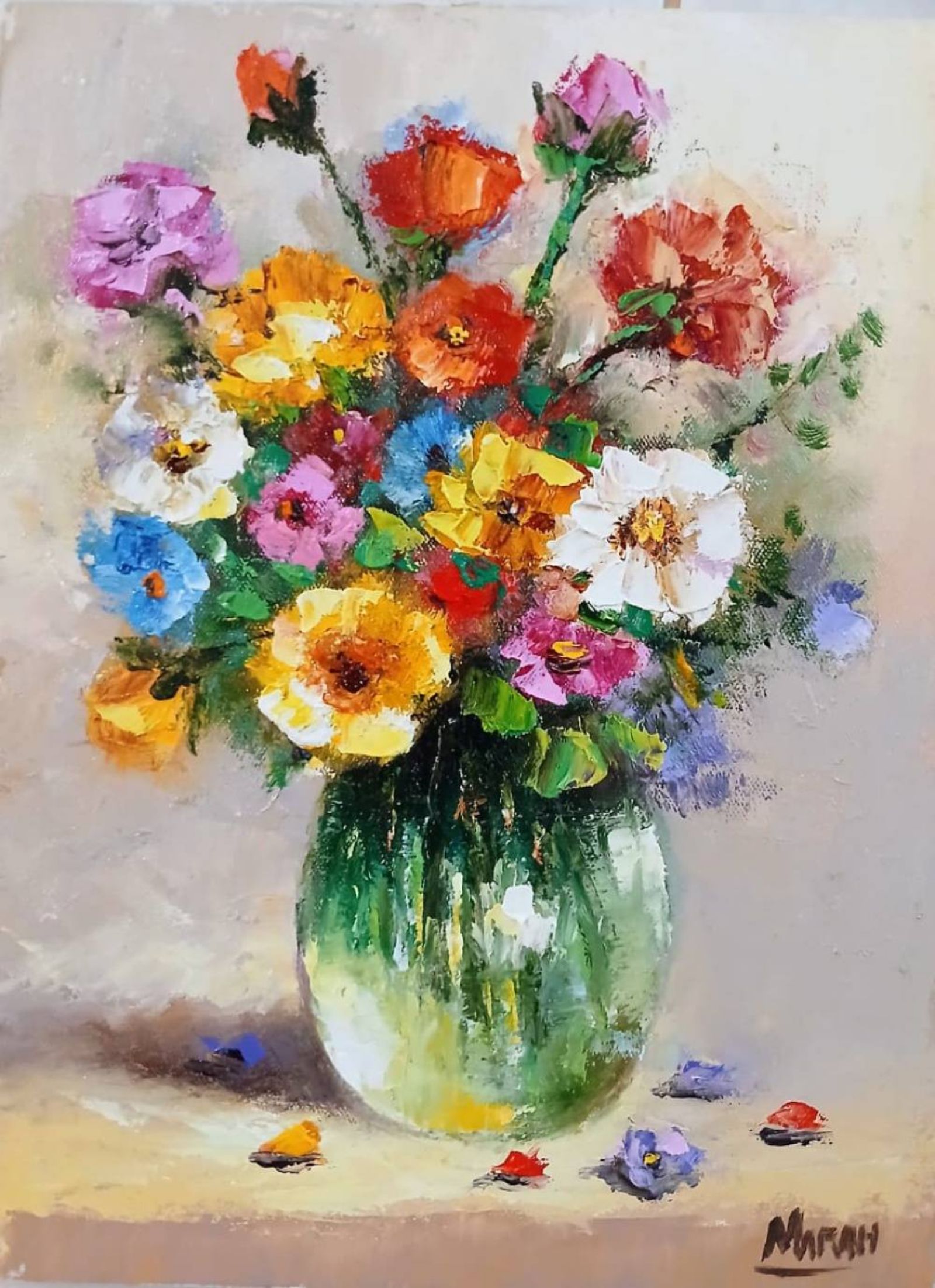 Quadro original "Jardim Imaginado" — Florais, 18 x 24 cm, pintado à mão por Marah Silva
