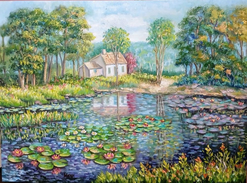 Quadro original "Reflexos do Silêncio" — Paisagens, Óleo sobre tela, 80 x 60 cm, pintado à mão por Marah Silva