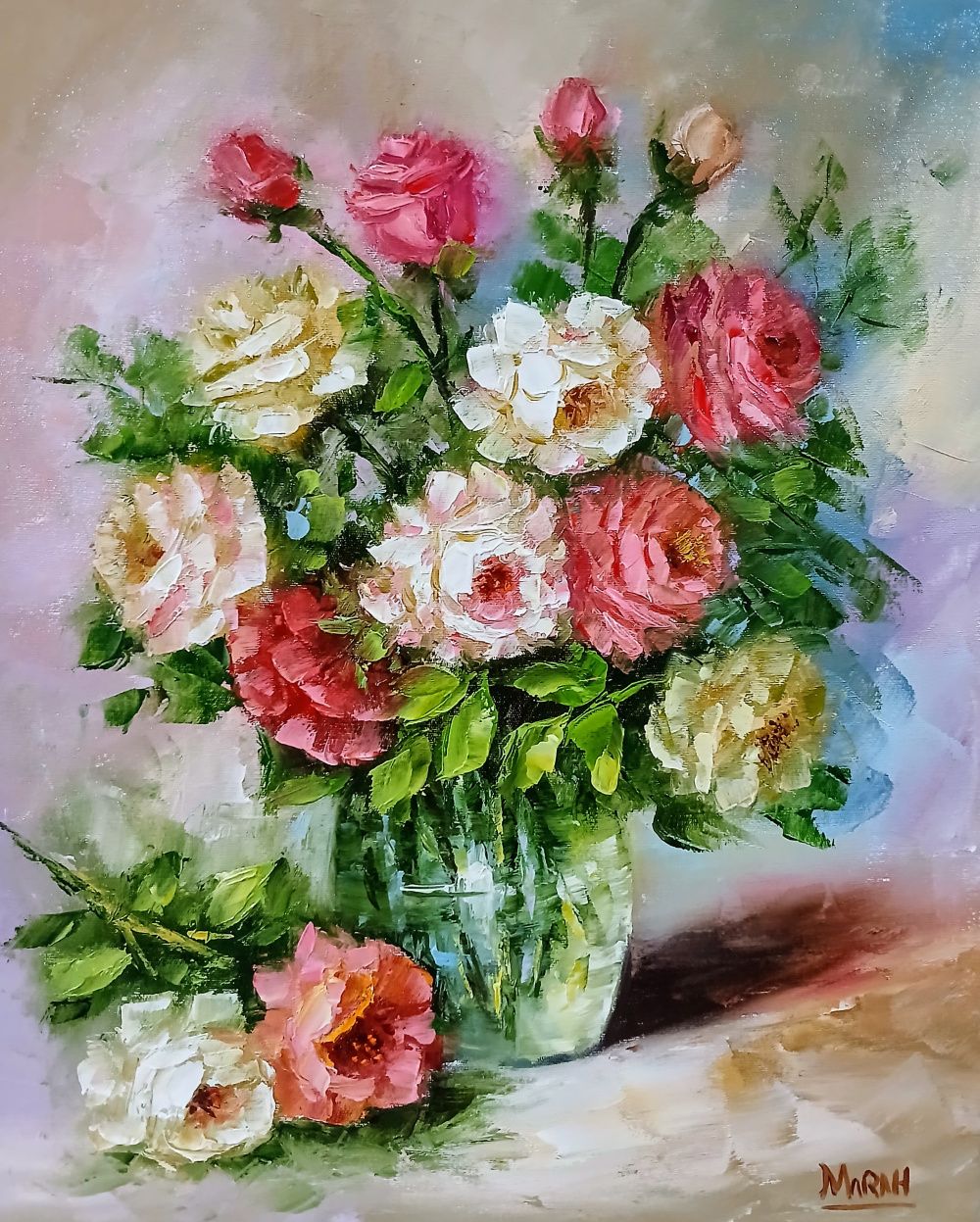 Quadro original "Flores da Alma" — Florais, Óleo sobre tela, 40 x 50 cm, pintado à mão por Marah Silva