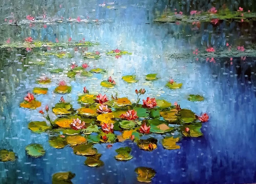 Quadro original "Águas Serenas" — Paisagens, Óleo sobre tela, 70 x 50 cm, pintado à mão por Marah Silva