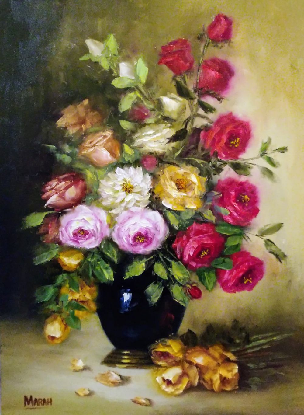 Quadro original "Florais" — Florais, Óleo sobre tela, 50 x 70 cm, pintado à mão por Marah Silva