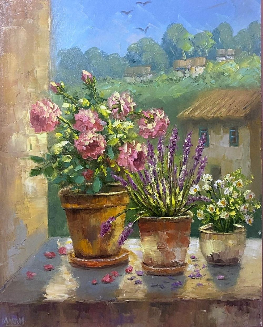 Quadro original "Cores da Provença" — Florais, Óleo sobre tela, 40 x 50 cm, pintado à mão por Marah Silva
