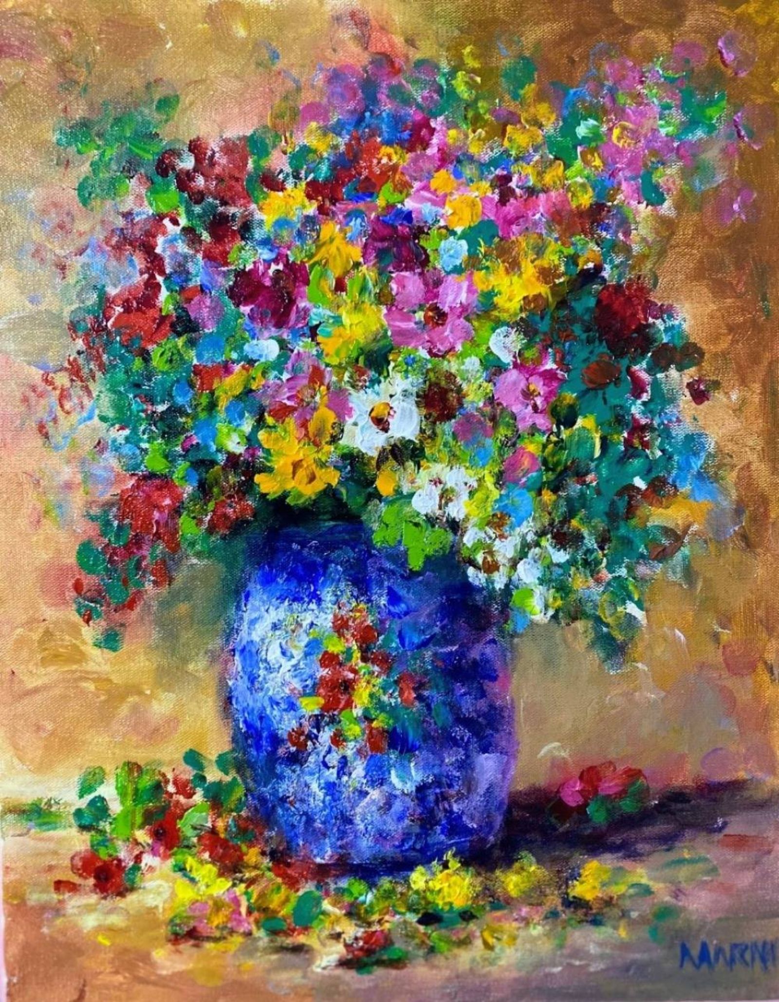 Quadro original "Erupção Floral Vibrante" — Florais, 24 x 30 cm, pintado à mão por Marah Silva