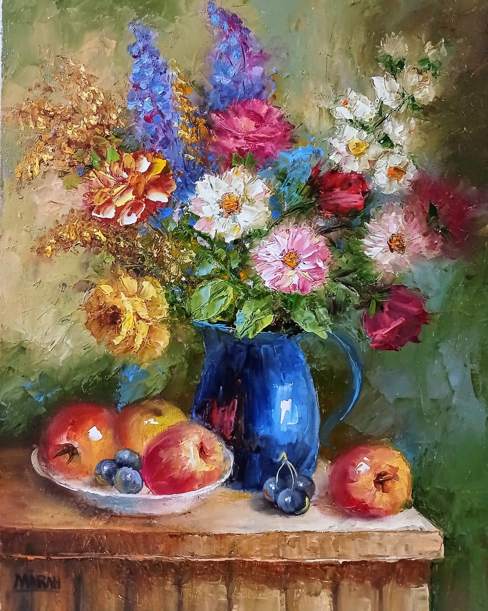 Quadro original "Natureza Viva" — Natureza-Morta, Óleo sobre tela, 40 x 50 cm, pintado à mão por Marah Silva