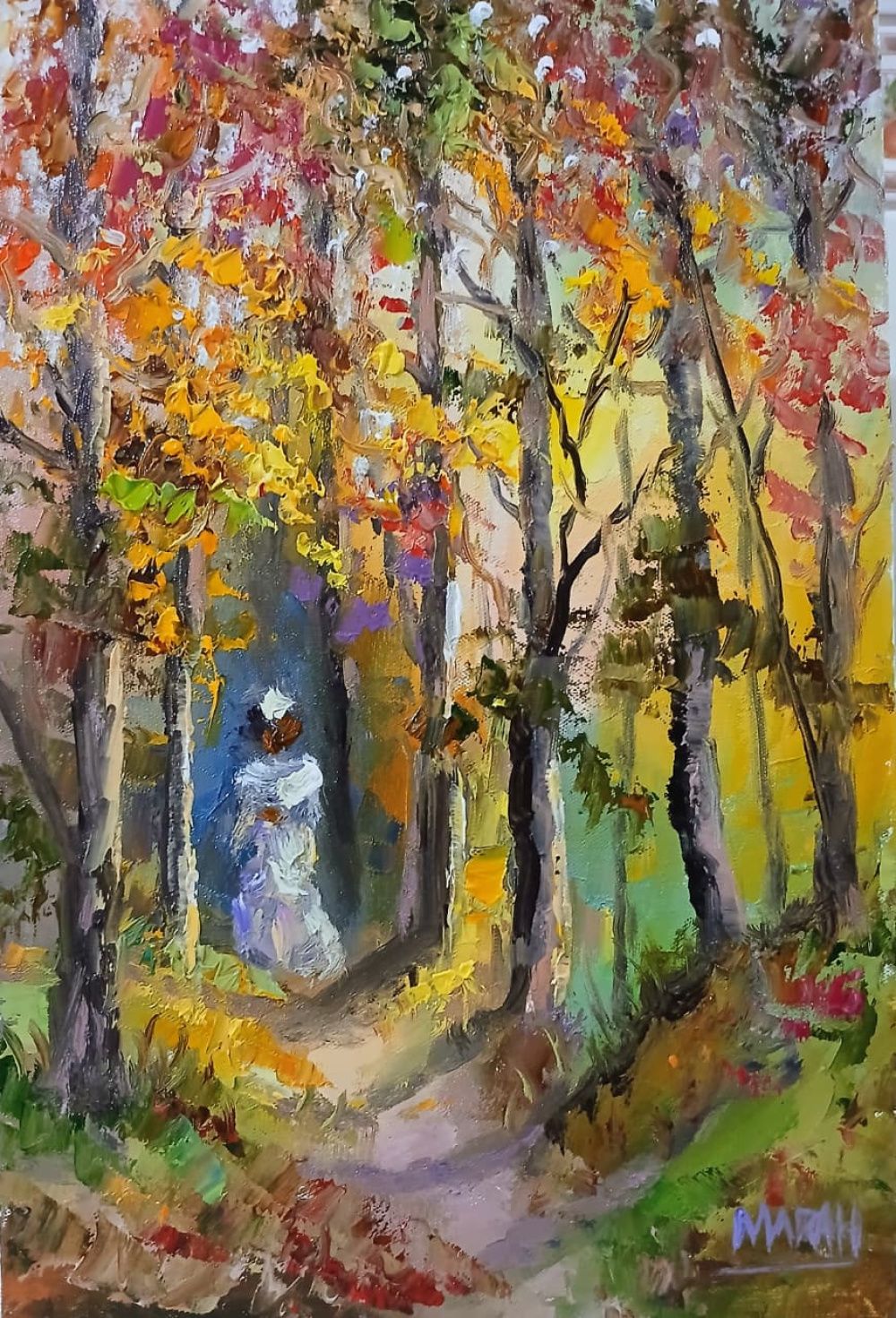 Quadro original "Caminho dos Sonhos II" — Impressionismo, Óleo sobre tela, 20 x 30 cm, pintado à mão por Marah Silva