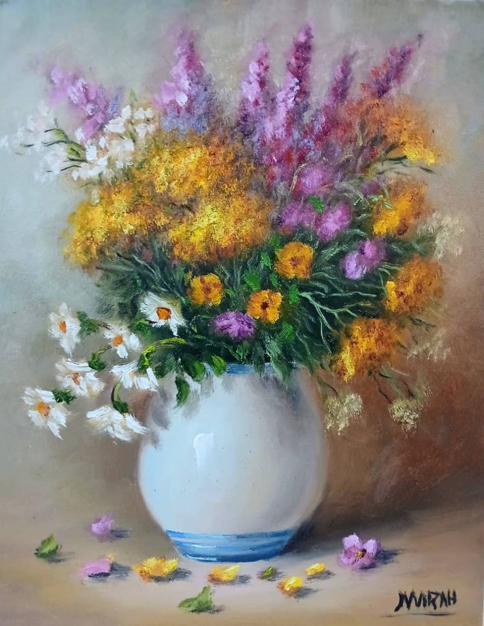 Quadro original "Aurora Silvestre" — Florais, 24 x 30 cm, pintado à mão por Marah Silva