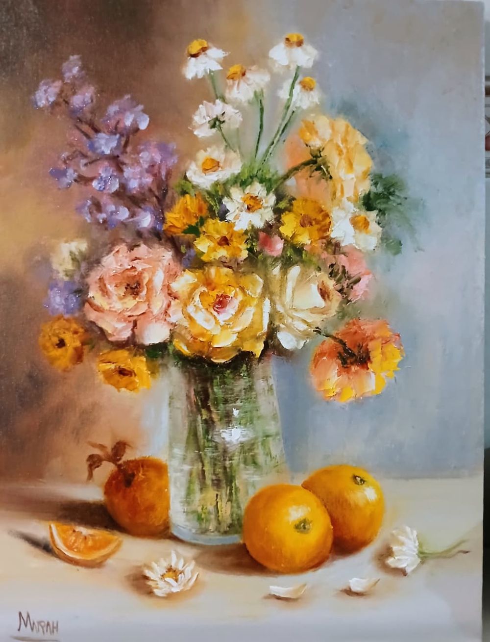 Quadro original "Abundância em Silêncio" — Florais, Óleo sobre tela, 30 x 40 cm, pintado à mão por Marah Silva