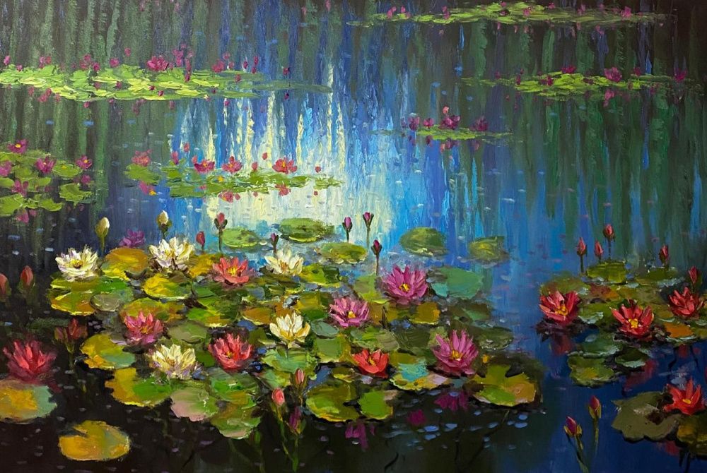 Quadro original "Reflexos de Serenidade" — Paisagens, Óleo sobre tela, 90 x 60 cm, pintado à mão por Marah Silva