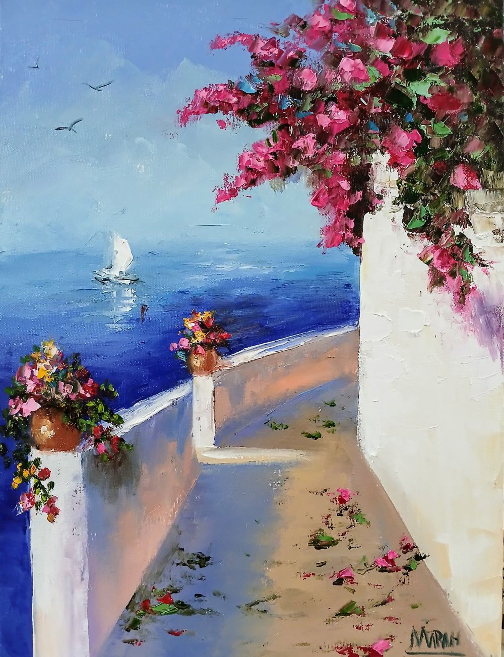 Quadro original "Caminho à Beira-Mar" — Paisagens, Óleo sobre tela, 30 x 40 cm, pintado à mão por Marah Silva