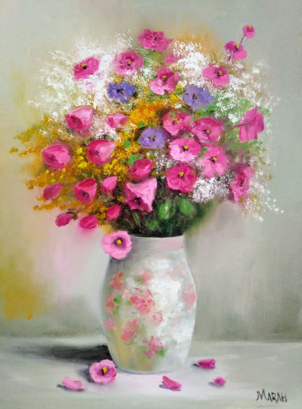 Quadro original "Flores do Campo" — Florais, Óleo sobre tela, 30 x 40 cm, pintado à mão por Marah Silva