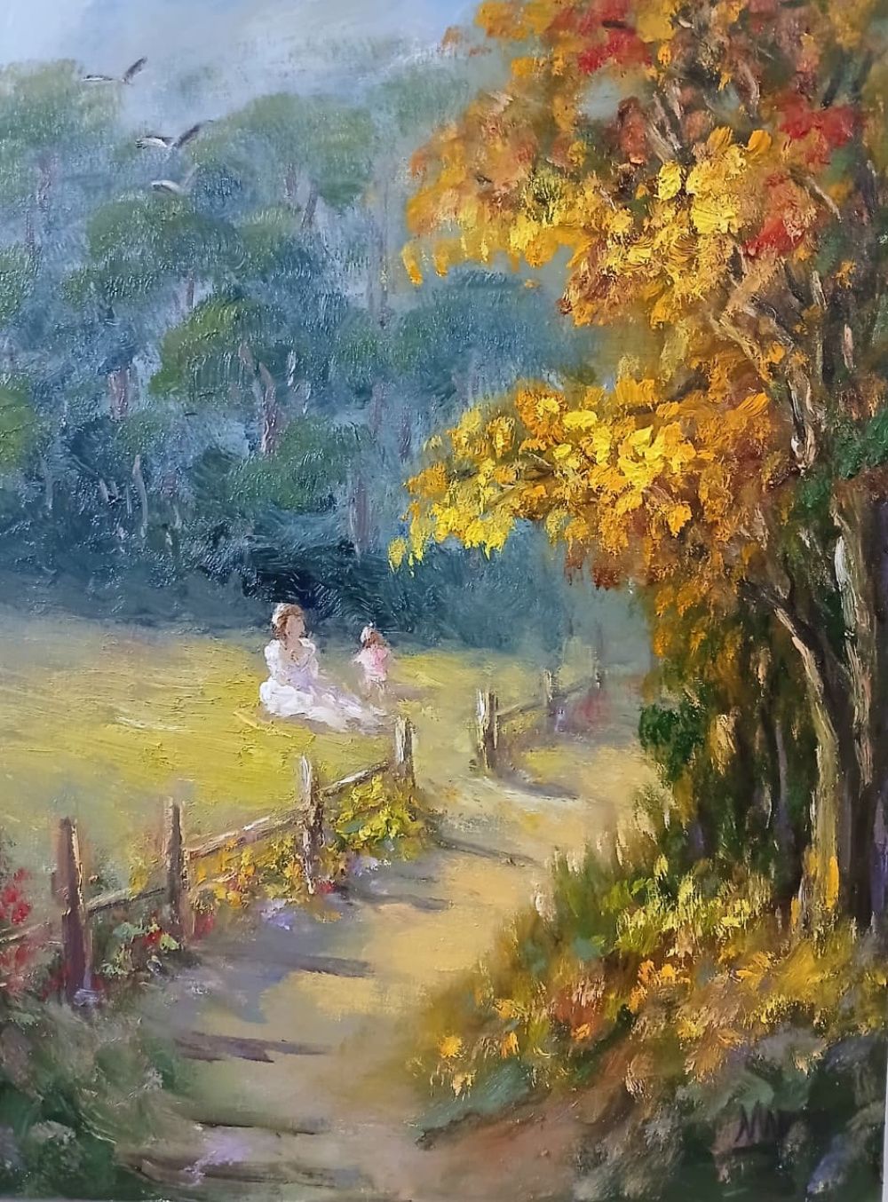 Quadro original "Tarde de Serenidade" — Impressionismo, Óleo sobre tela, 30 x 40 cm, pintado à mão por Marah Silva