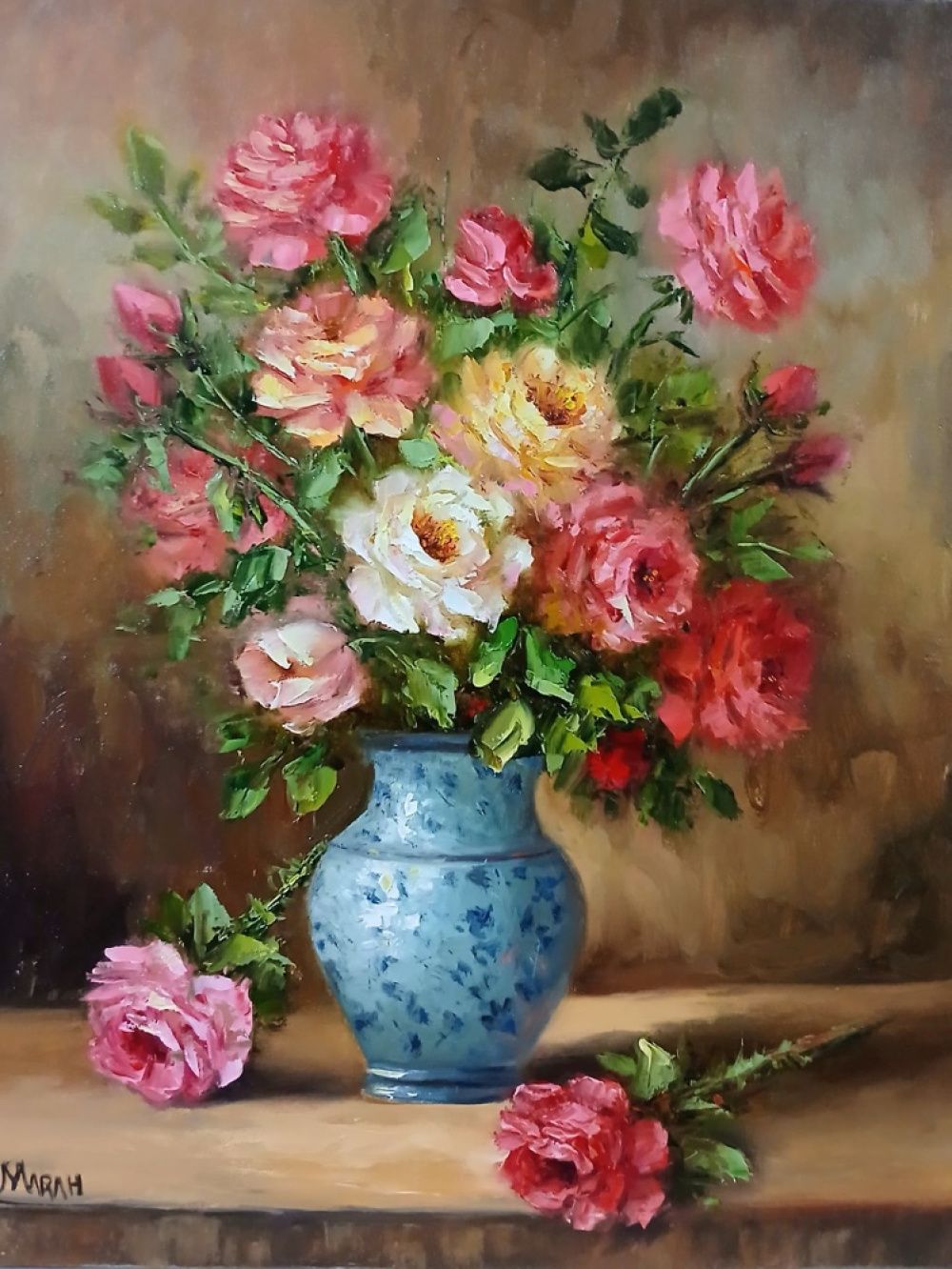 Quadro original "Encanto Provençal" — Florais, Óleo sobre tela, 40 x 50 cm, pintado à mão por Marah Silva